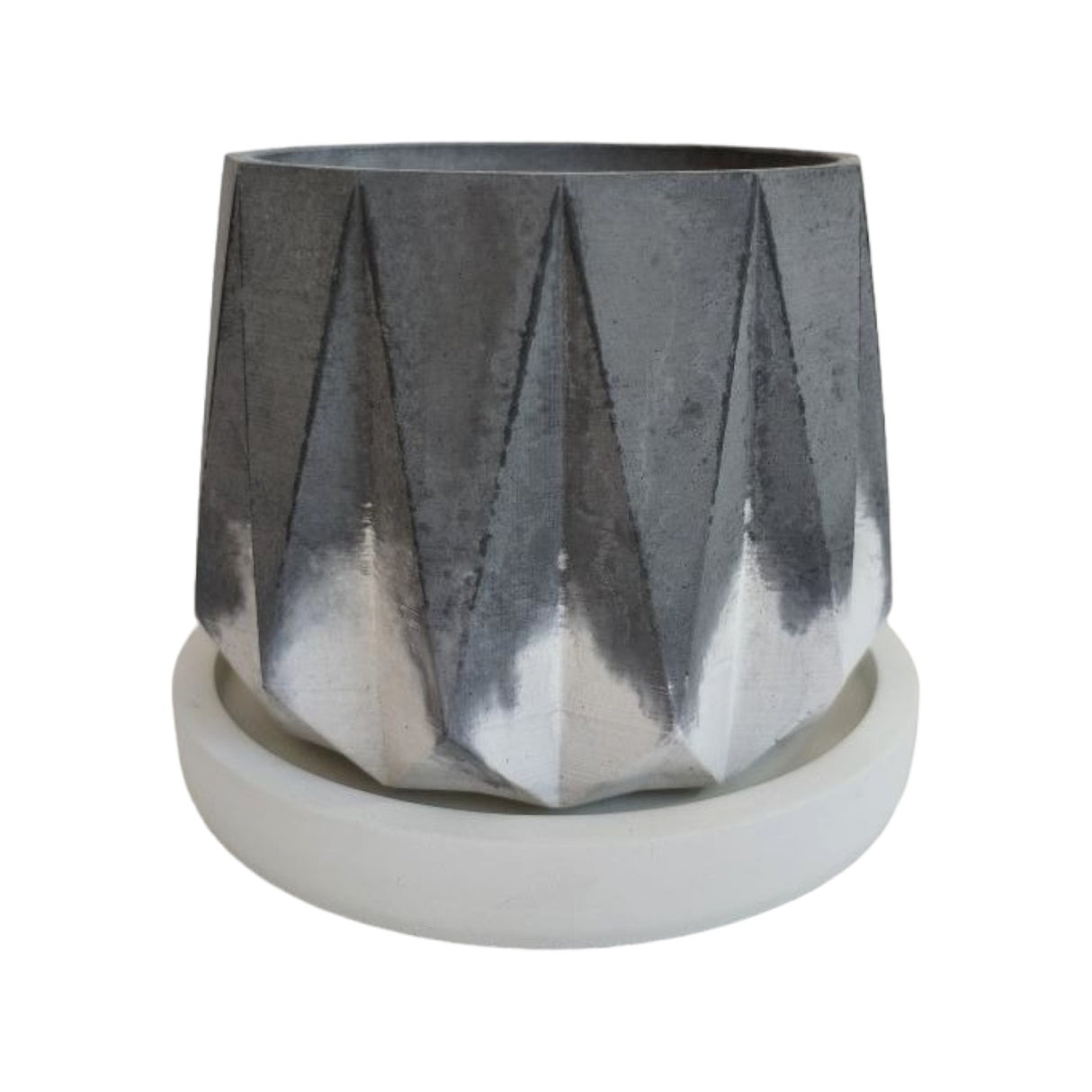 Matera de mesa Lirio Negro y Blanco 10x2cm de Cemento Circular de 0.2 Litros - Jardineria | Bylmo