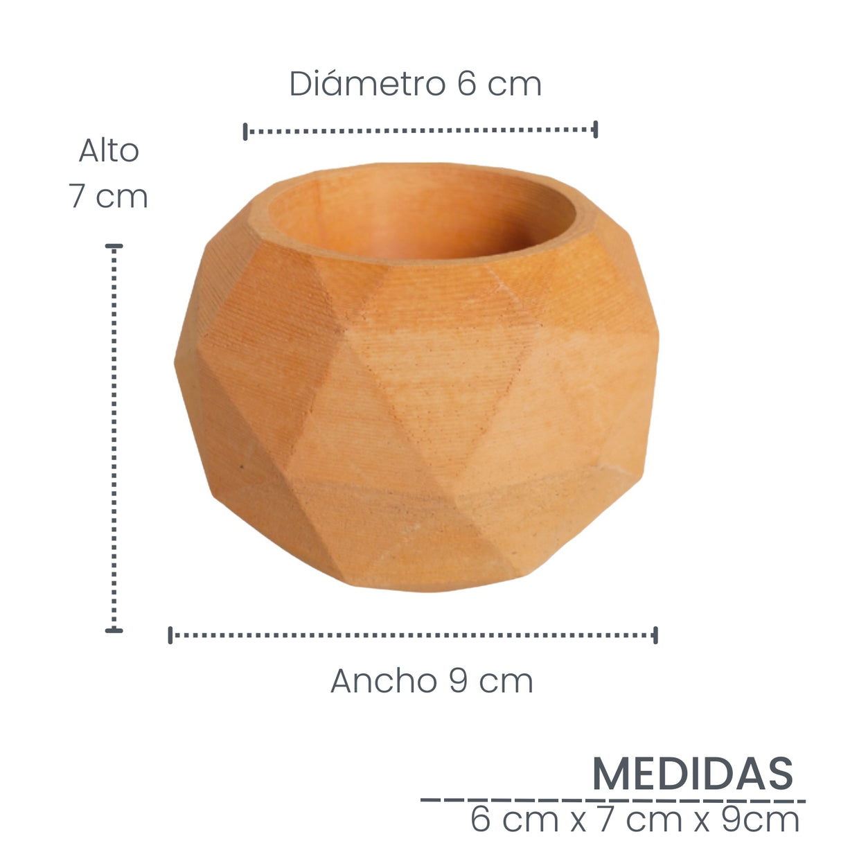 Matera de mesa Laia Terracota 7x8cm de Cemento Circular de 0.3 Litros - Jardineria | Bylmo
