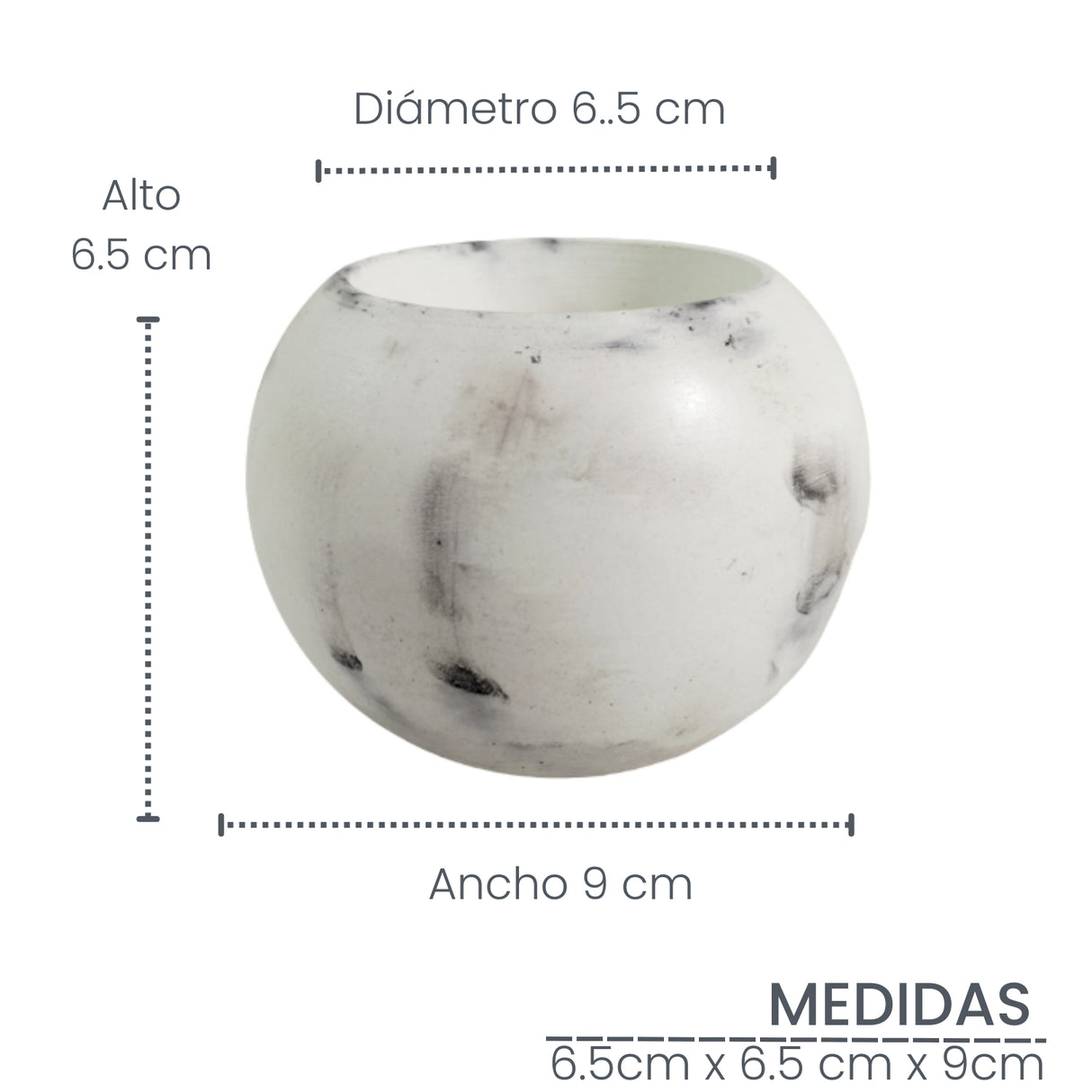 Matera de mesa Luna Mármol Negro 6x7cm de Cemento Circular de 0.2 Litros - Jardineria | Bylmo