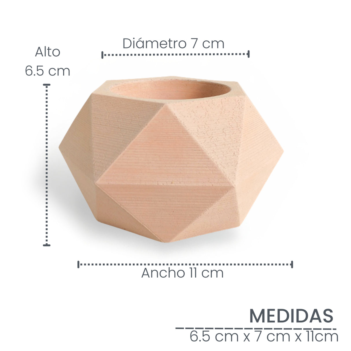 Matera de mesa Adara Petty Nude 7x7cm de Cemento Hexagonal de 0.2 Litros - Jardineria | Bylmo