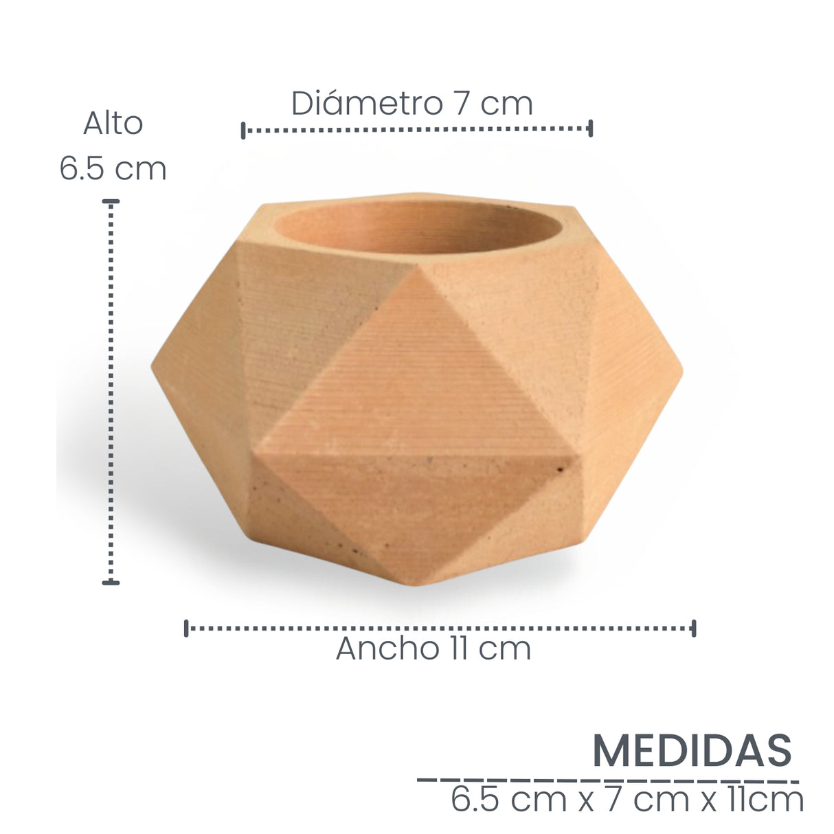 Matera de mesa Adara Petty Café 7x7cm de Cemento Hexagonal de 0.2 Litros - Jardineria | Bylmo