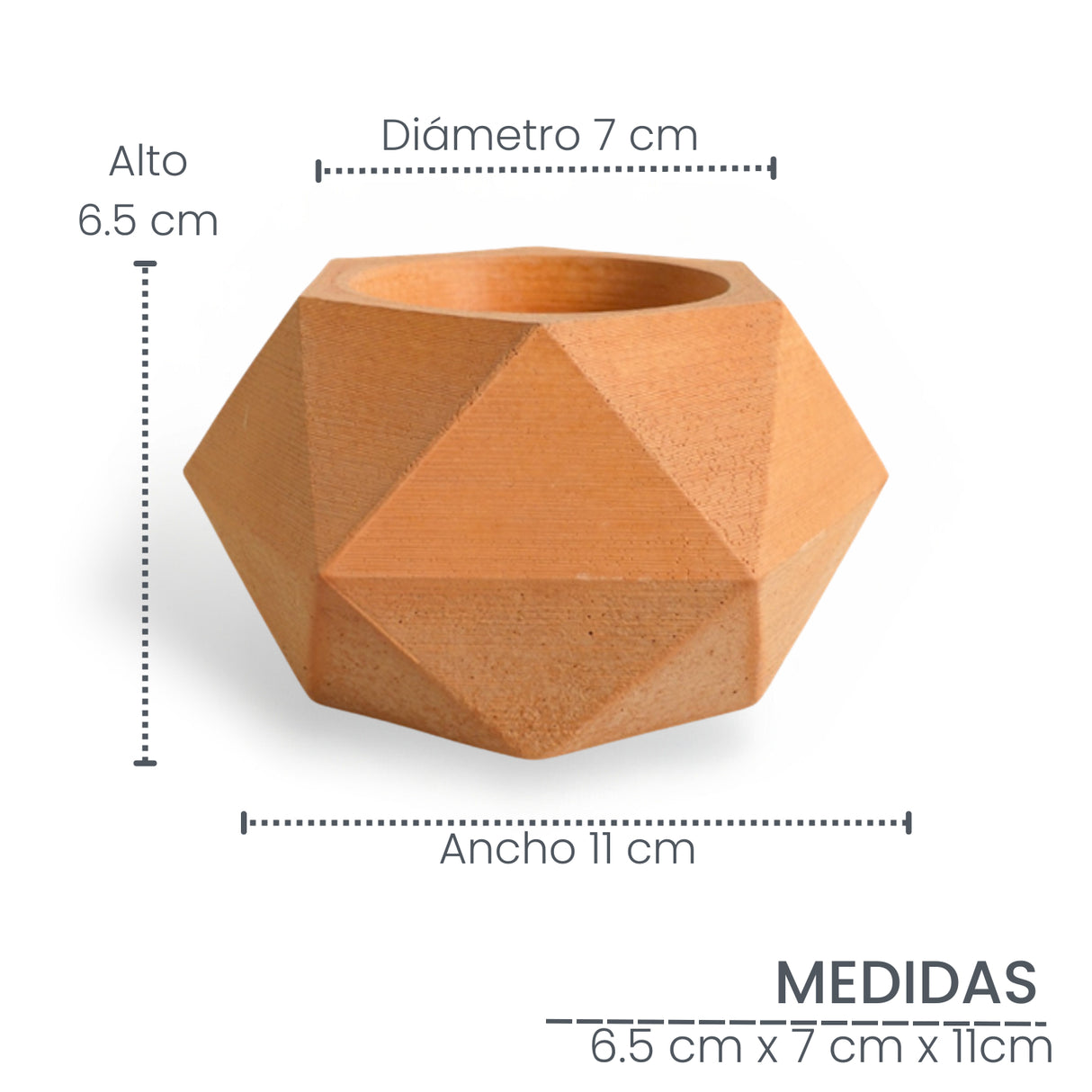 Matera de mesa Adara Petty Terracota 7x7cm de Cemento Hexagonal de 0.2 Litros - Jardineria | Bylmo
