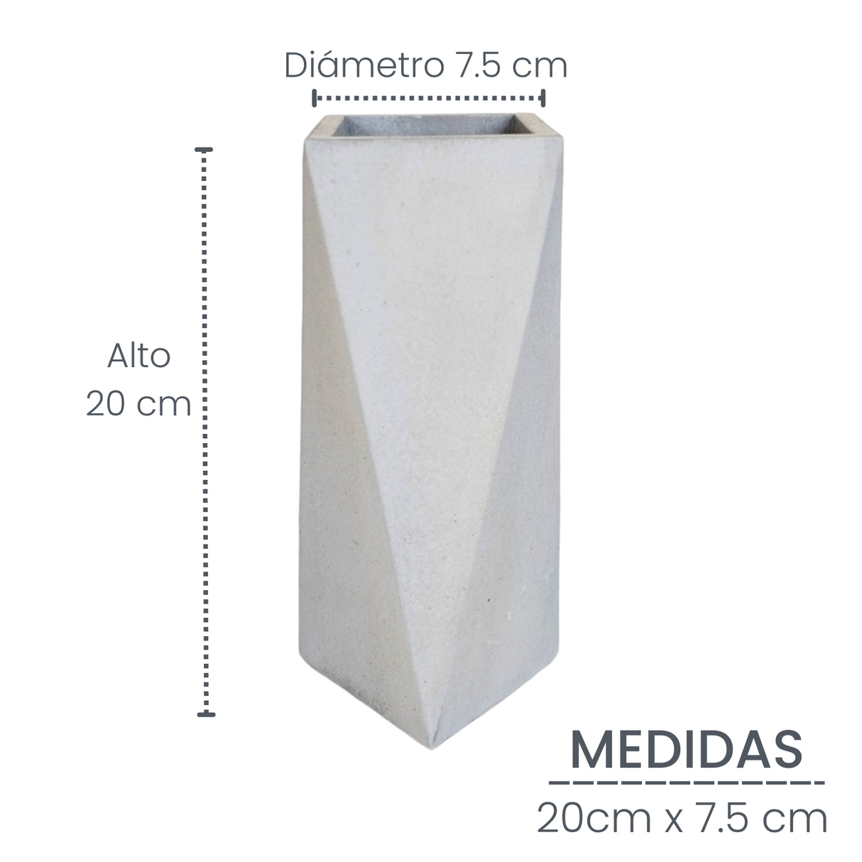 Florero Alice Gris 7x20cm de 0.37 Litros con Acabado Mate - Jardineria | Bylmo
