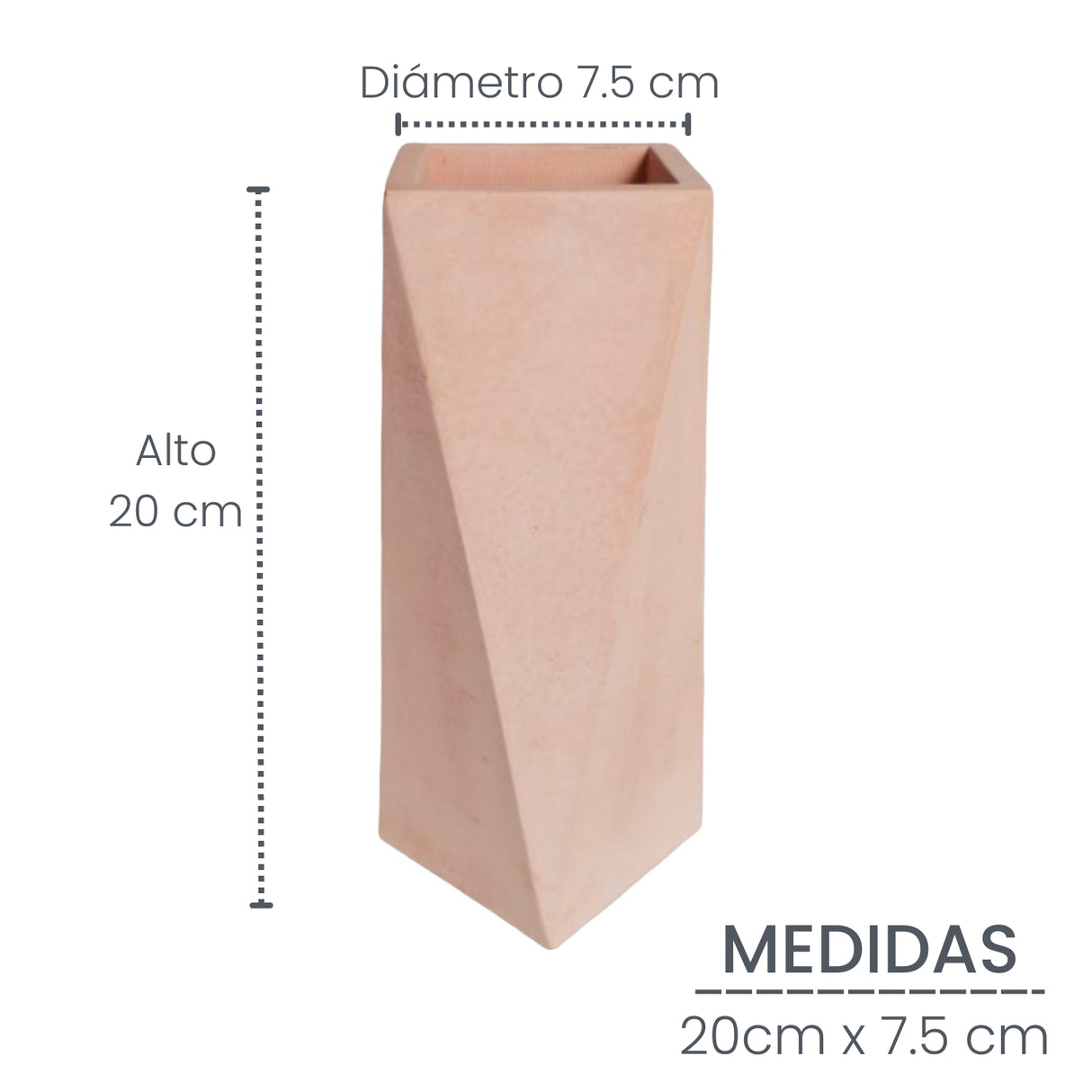 Florero Alice Palo de Rosa 7x20cm de 0.37 Litros con Acabado Mate - Jardineria | Bylmo