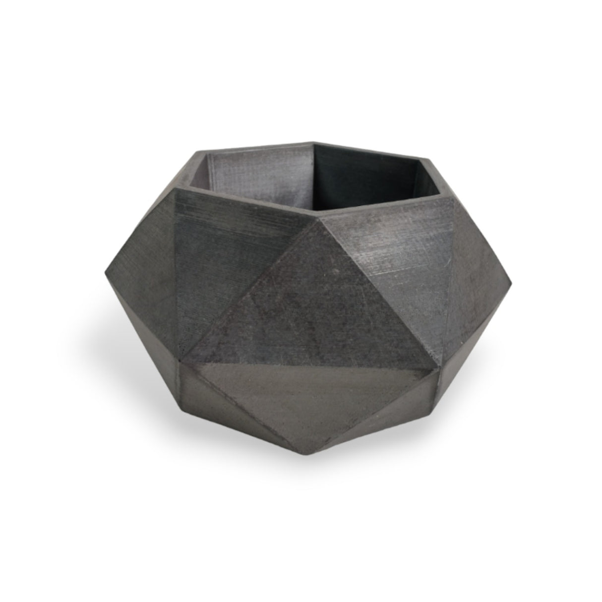 Matera de mesa Adara Gris Oscuro 18x11cm de Cemento Hexagonal de 2.3 Litros - Jardineria | Bylmo
