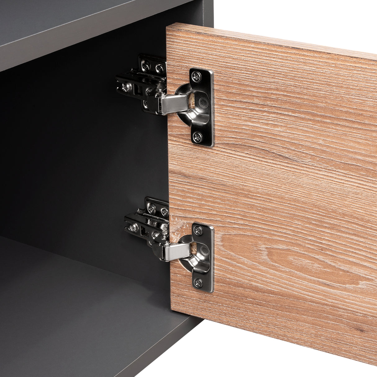 Mesa de Noche Galanto Plomo 50 cm con Una Puerta Abatible y Entrepaño - Mesas de Noche | Bylmo