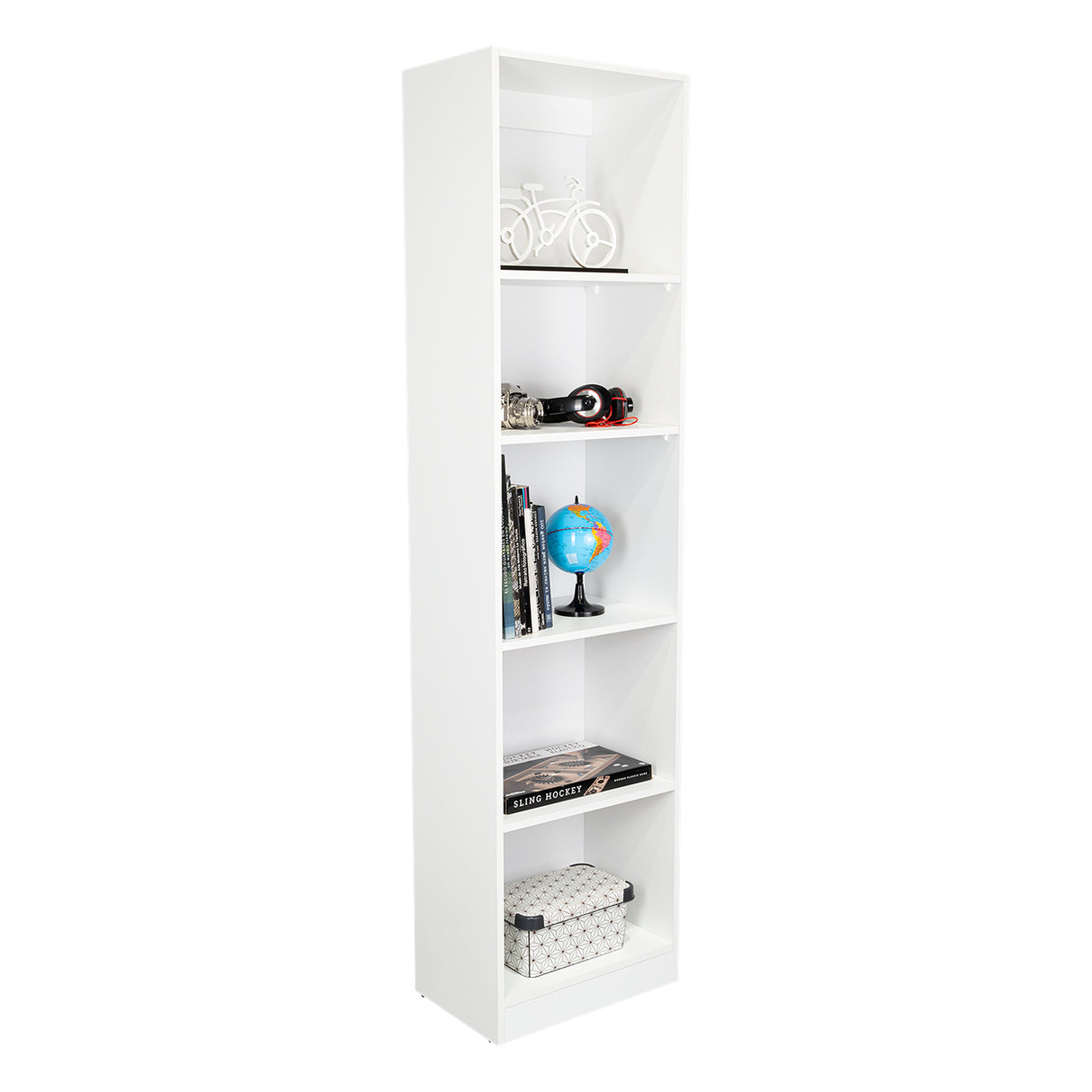 Estantería Home Blanco 45x181cm con Cinco Compartimientos - Bibliotecas y Estanterías | Bylmo
