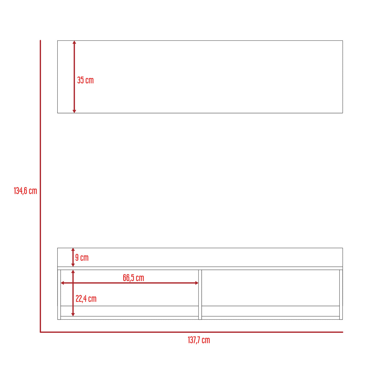 Panel de TV Classic Caramelo 138x135cm Para TV Hasta 60 Pulgadas sin Cajones - Muebles de TV | Bylmo