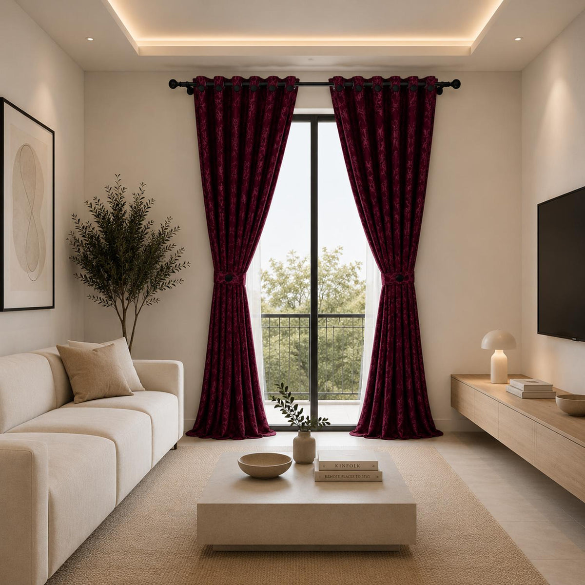 Cortina Jacquard Vinotinto 280x200cm de Figuras