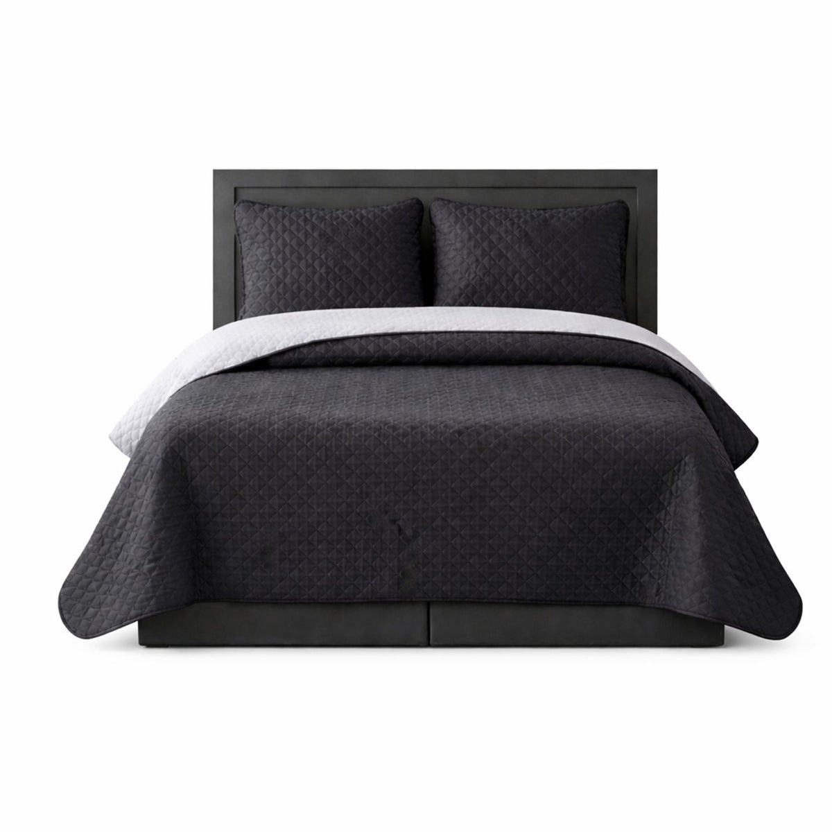 Colcha Doble Faz Negro y Gris 220x220cm para Colchón Queen 160 X 190 Cm Sin Acolchado Sin Relleno Fondo Entero