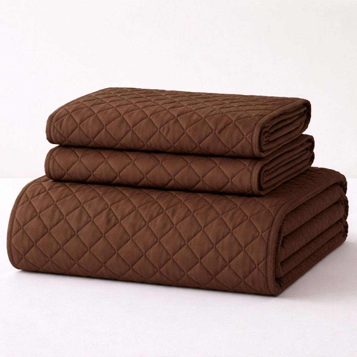 Colcha Doble Faz Café y Beige 200x220cm para Colchón Doble 140 X 190 Cm Sin Acolchado Sin Relleno Fondo Entero