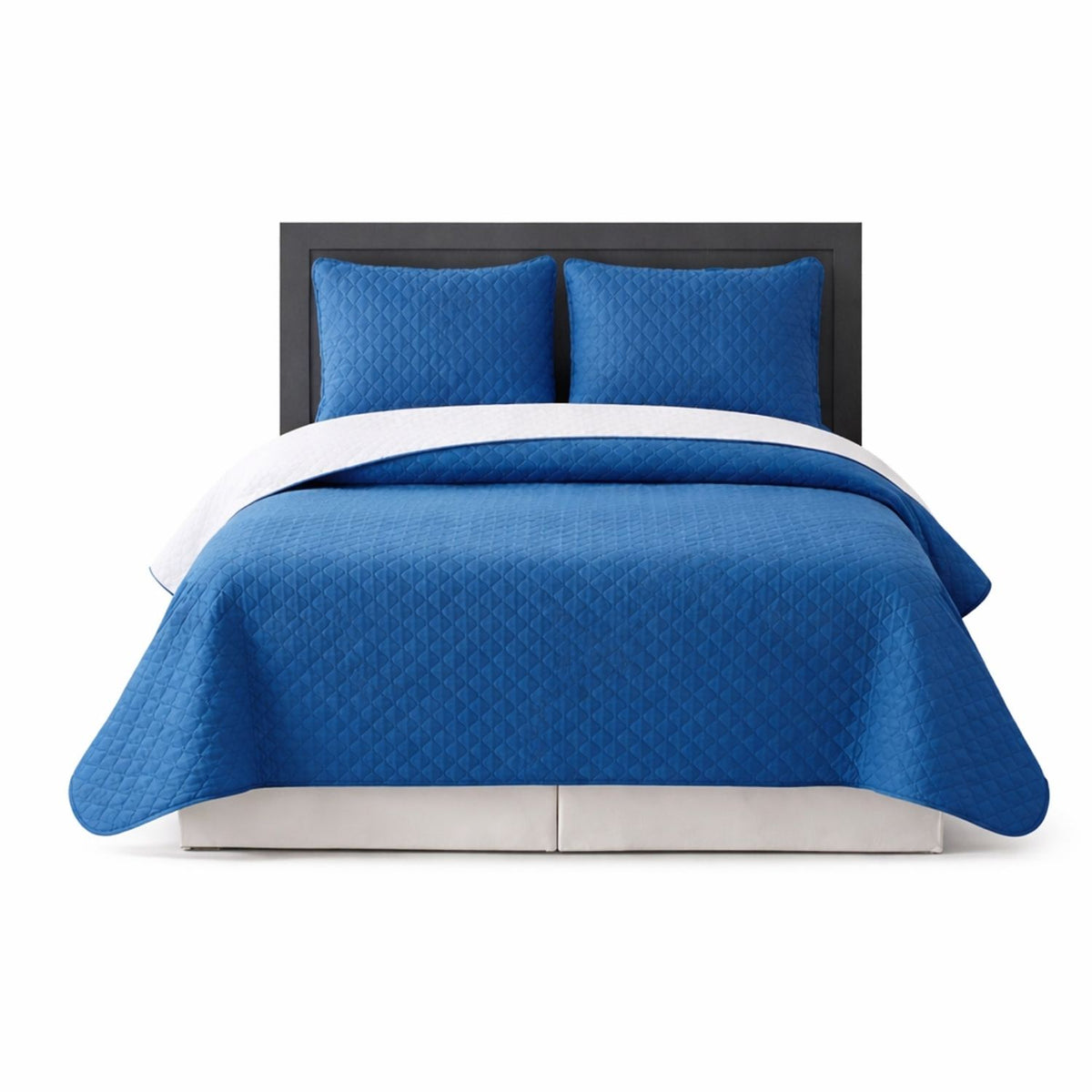 Colcha Doble Faz Gris y Azul 220x220cm para Colchón Queen 160 X 190 Cm Sin Acolchado Sin Relleno Fondo Entero