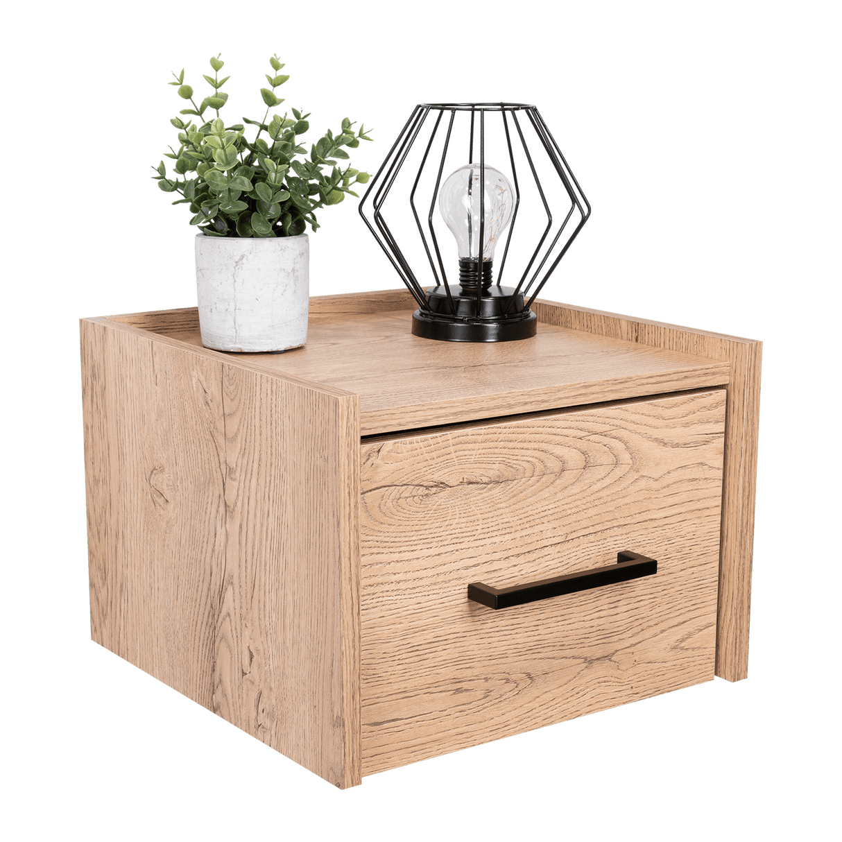 Mesa de Noche Flotante Boa Macadamia 35x25cm con Un Cajón - Mesas de Noche | Bylmo