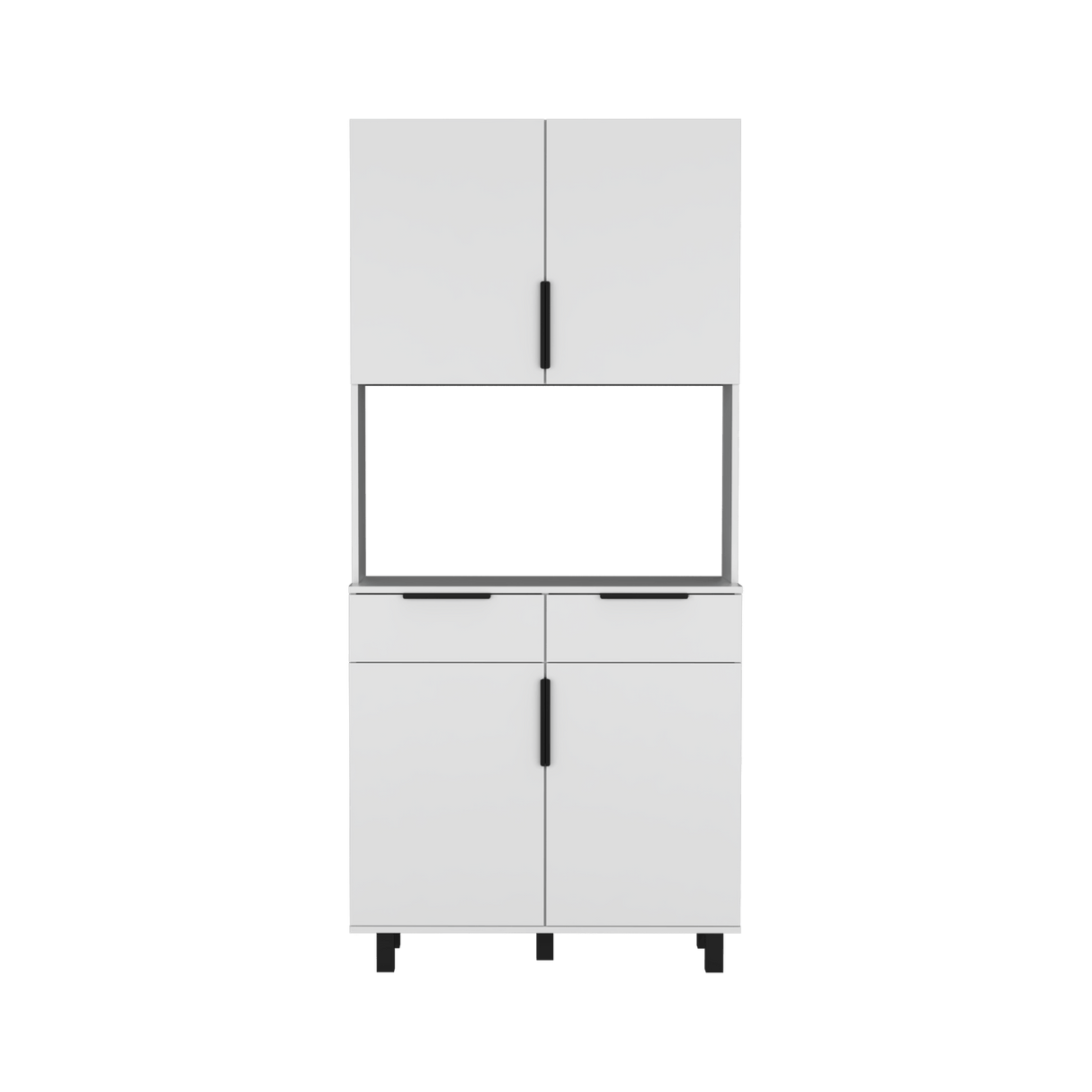 Alacena Oshawa 90 x 197 Blanco 4 Puertas y Espacio Microondas - Alacenas y Muebles Microondas | Bylmo