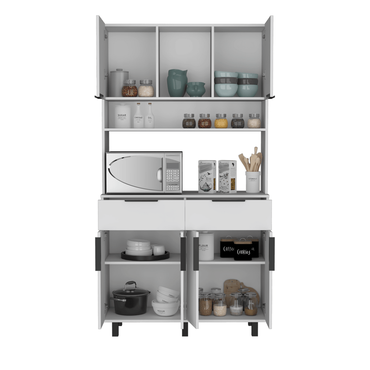 Alacena Oshawa 2m Blanco Diseño moderno fácil armado - Alacenas y Muebles Microondas | Bylmo