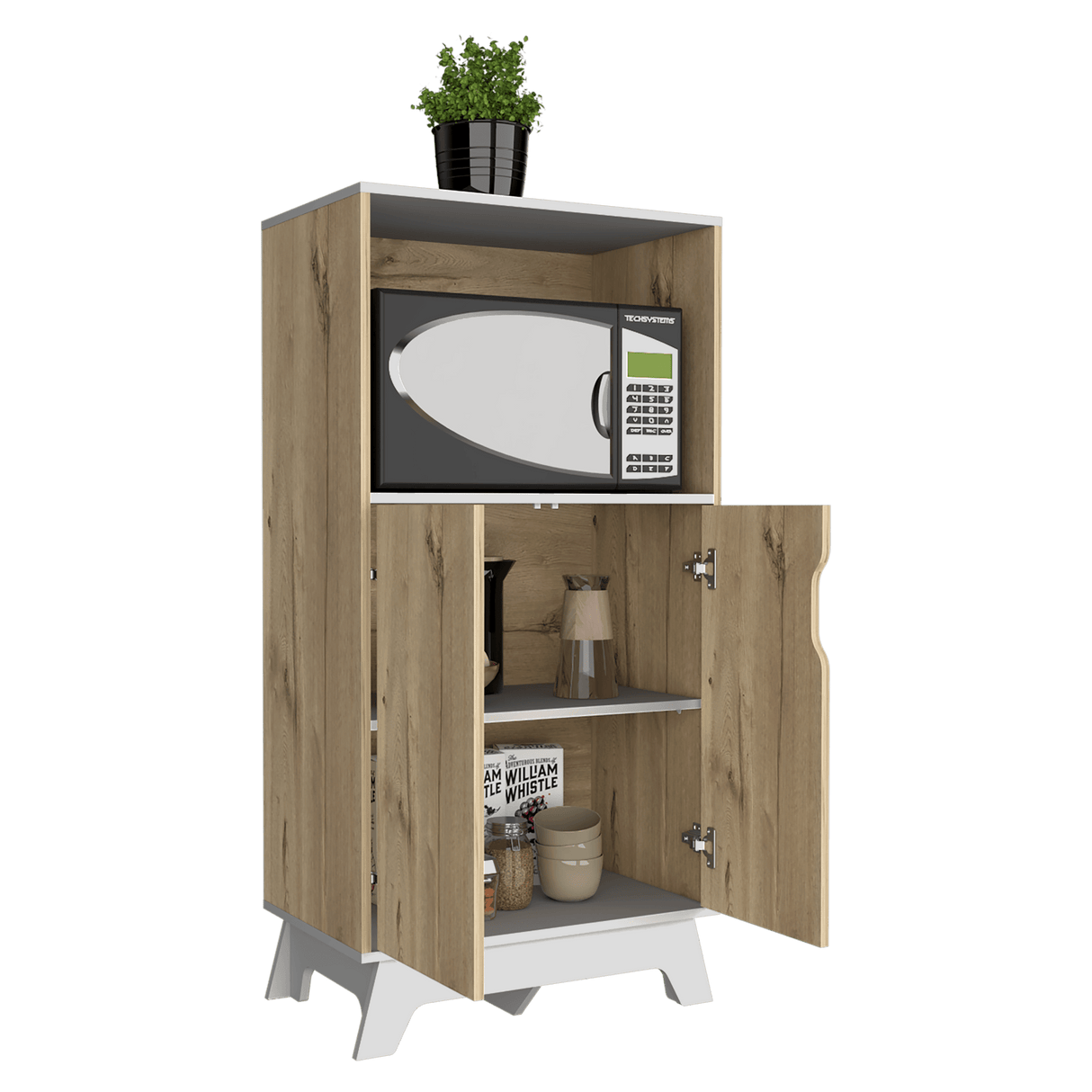 Mueble Microondas Diyue 2 puertas gran capacidad Duna y Blanco moderno 65 x 130cm - Alacenas y Muebles Microondas | Bylmo