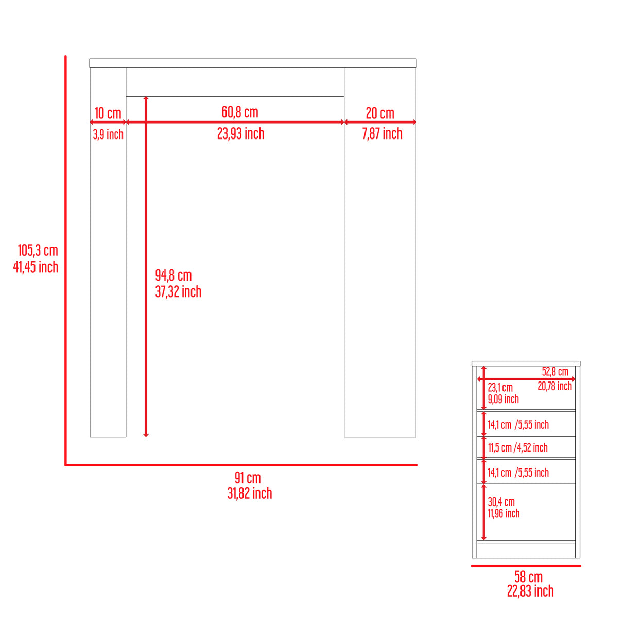 Mesa Bar Syrah Con Entrepaños Inclinados 58x91 Cm Color Rovere Moderna - Bares | Bylmo