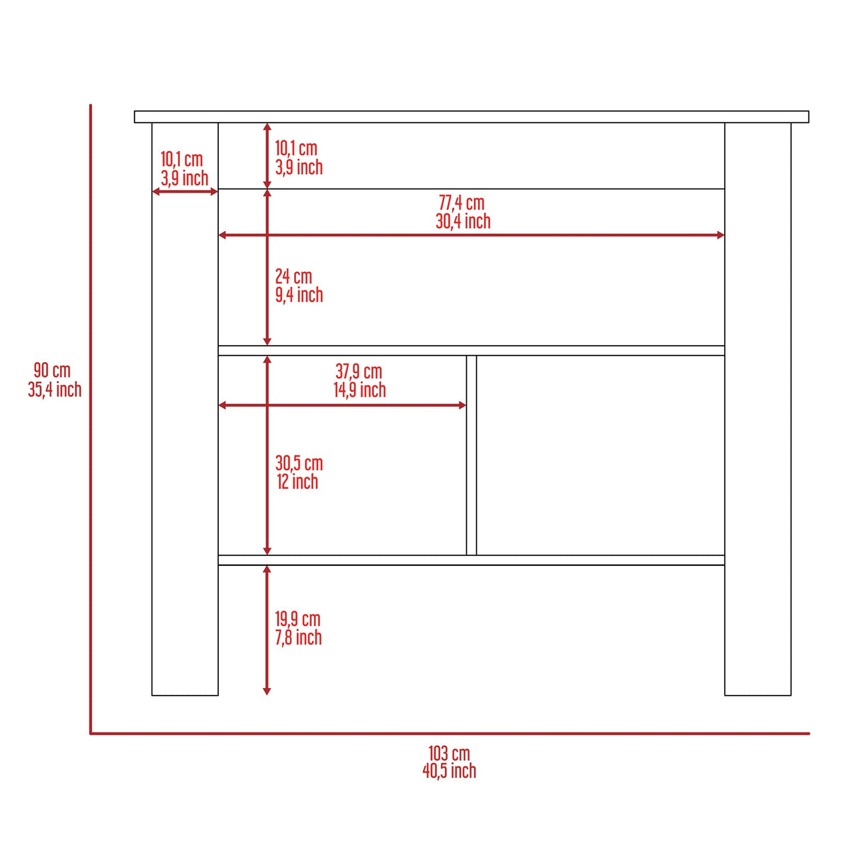 Isla de Cocina Cala 70x103 Blanco Ibiza con 2 Estantes - Barras y Muebles Auxiliares | Bylmo
