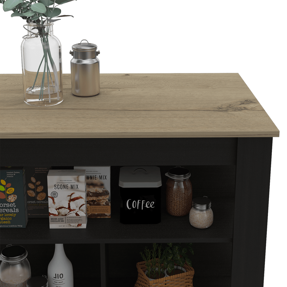 Isla de Cocina Cala 70x103 Wengue Duna 2 Entrepaños - Barras y Muebles Auxiliares | Bylmo