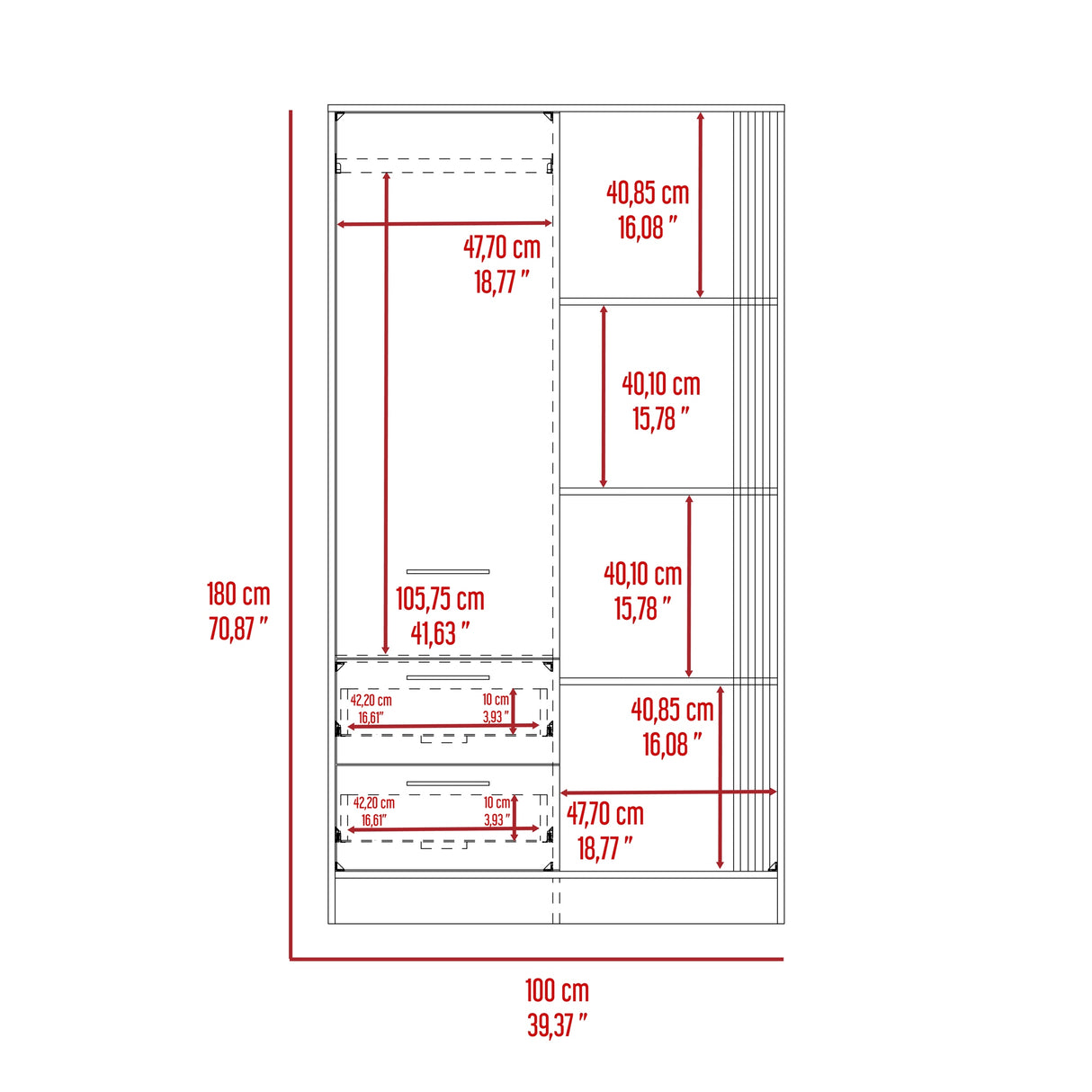 Closet Gantt Wengue 52x180cm Moderno - Closets | Bylmo