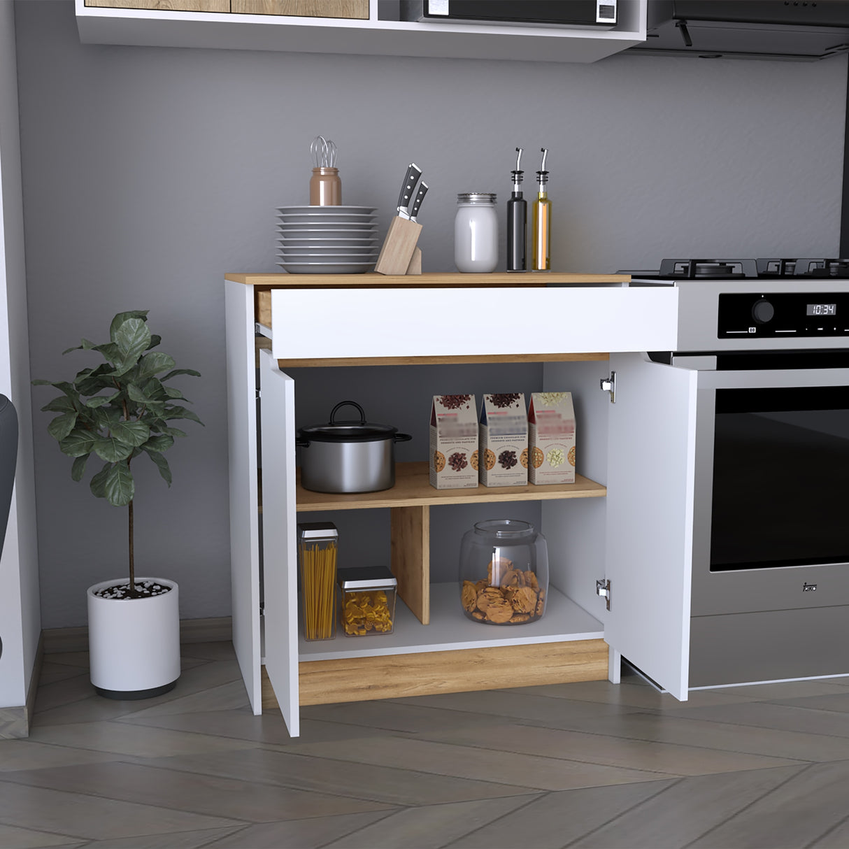 Mueble Inferior de Cocina Soler Blanco Moderno 52x89cm - Muebles Inferiores | Bylmo