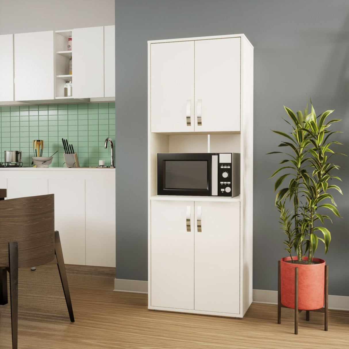 Mueble Auxiliar de Cocina Lyon Blanco 60x170cm Moderno - Barras y Muebles Auxiliares | Bylmo