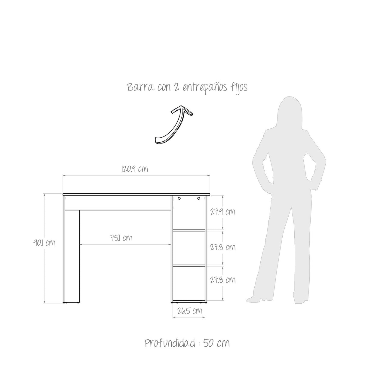 Barra de Cocina Dan 20.9x90.1cm Rovere con 3 Entrepaños - Barras y Muebles Auxiliares | Bylmo
