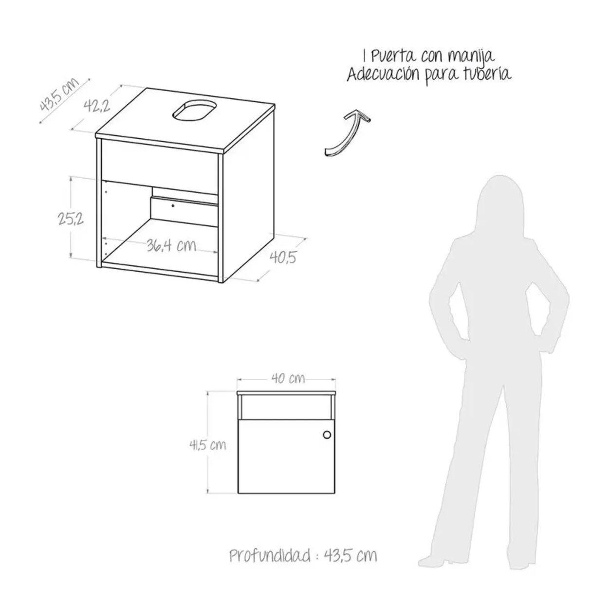 Mueble para Baño Accent Duna 40x41.5cm Look Urbano - Muebles para Baño | Bylmo