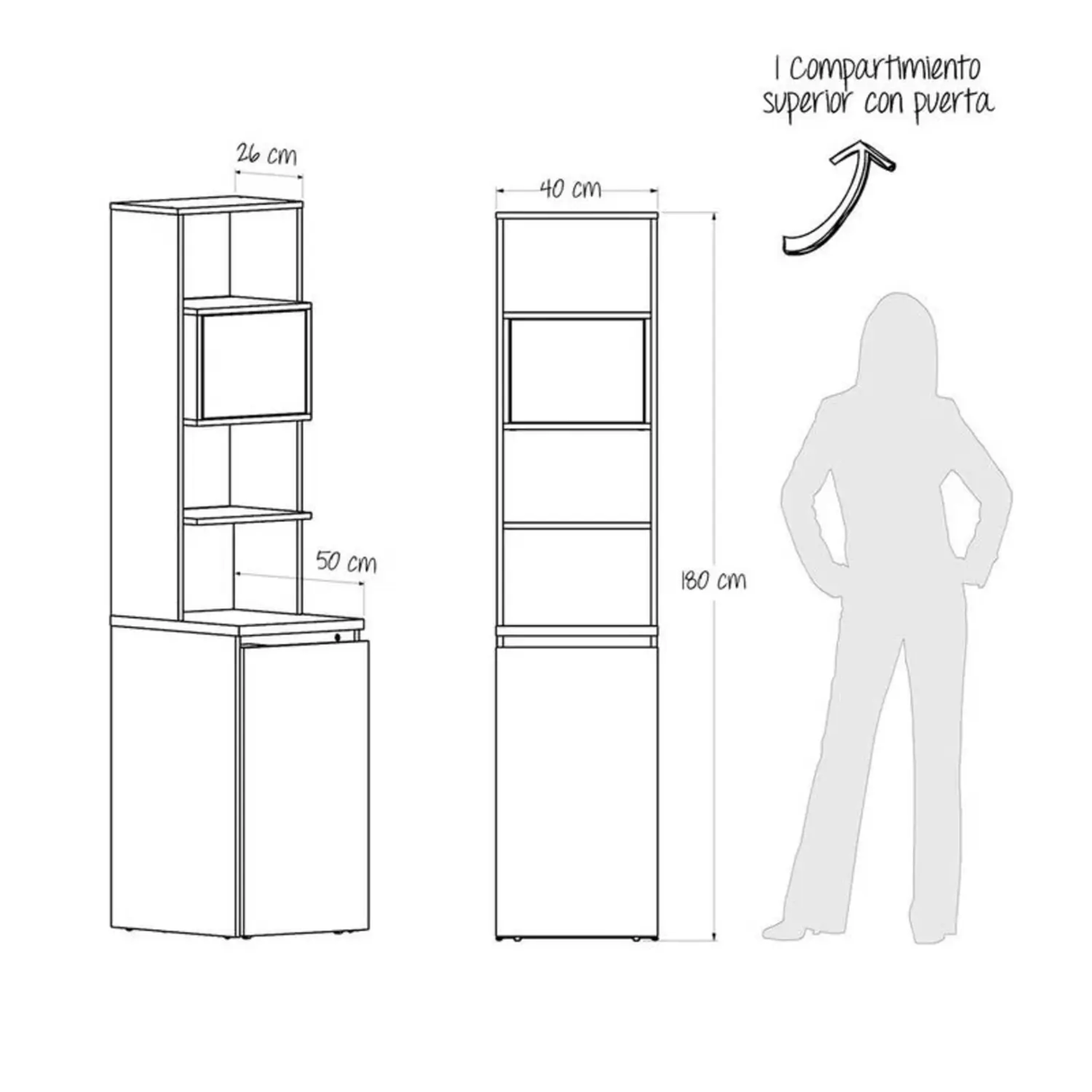 Biblioteca Space Duna 40X180 Moderno - Bibliotecas y Estanterías | Bylmo