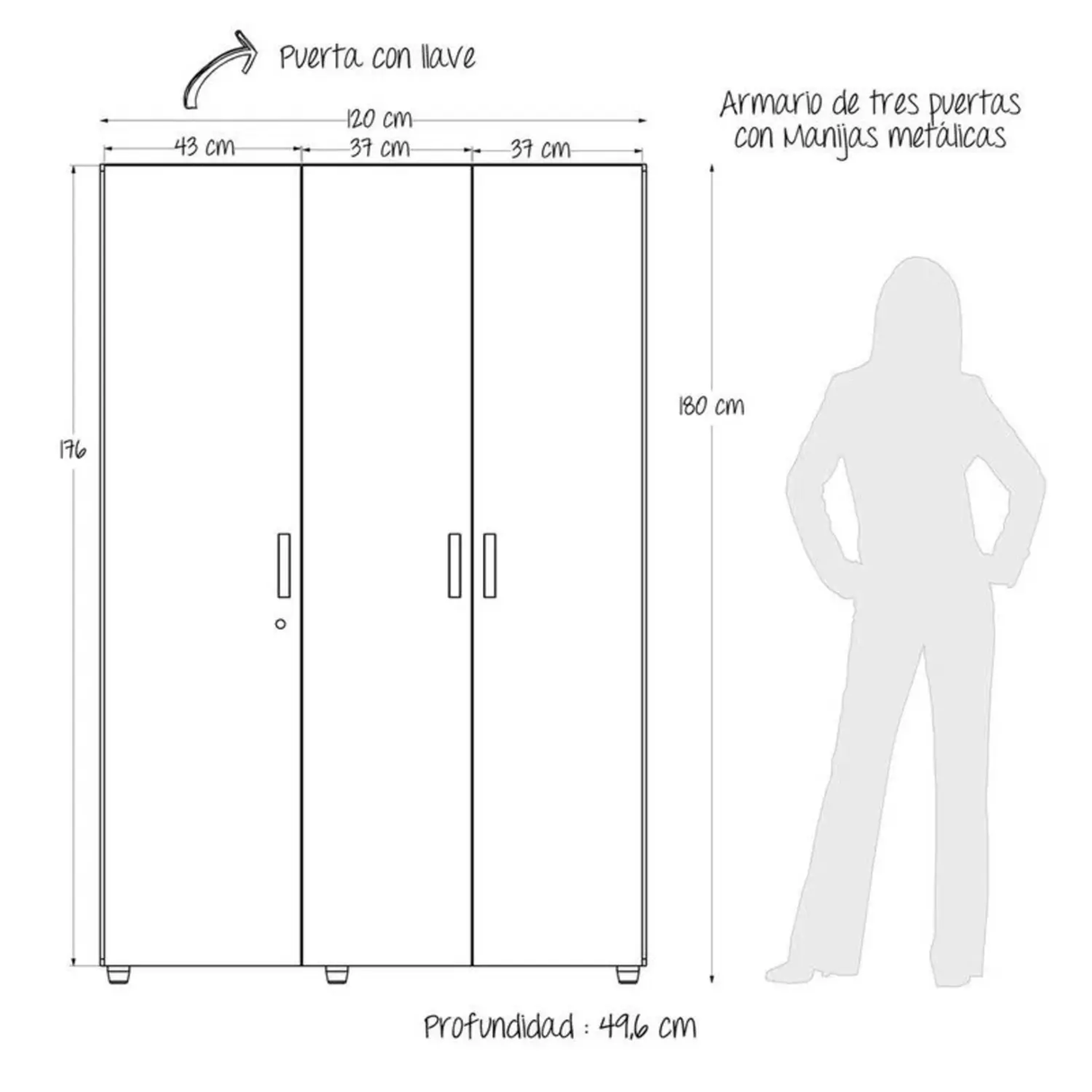Closet Bilbao Wengue 120x180 cm con Cerradura y 5 Entrepaños - Closets | Bylmo