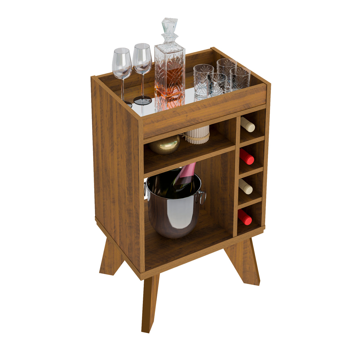Bar Bajo Stelar Pino Retro 45 cm con Espacio para Botellas - Bares | Bylmo