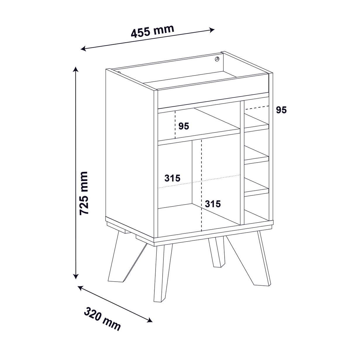 Bar Bajo Stelar Negro Retro 45 cm con Espacio para Botellas - Bares | Bylmo