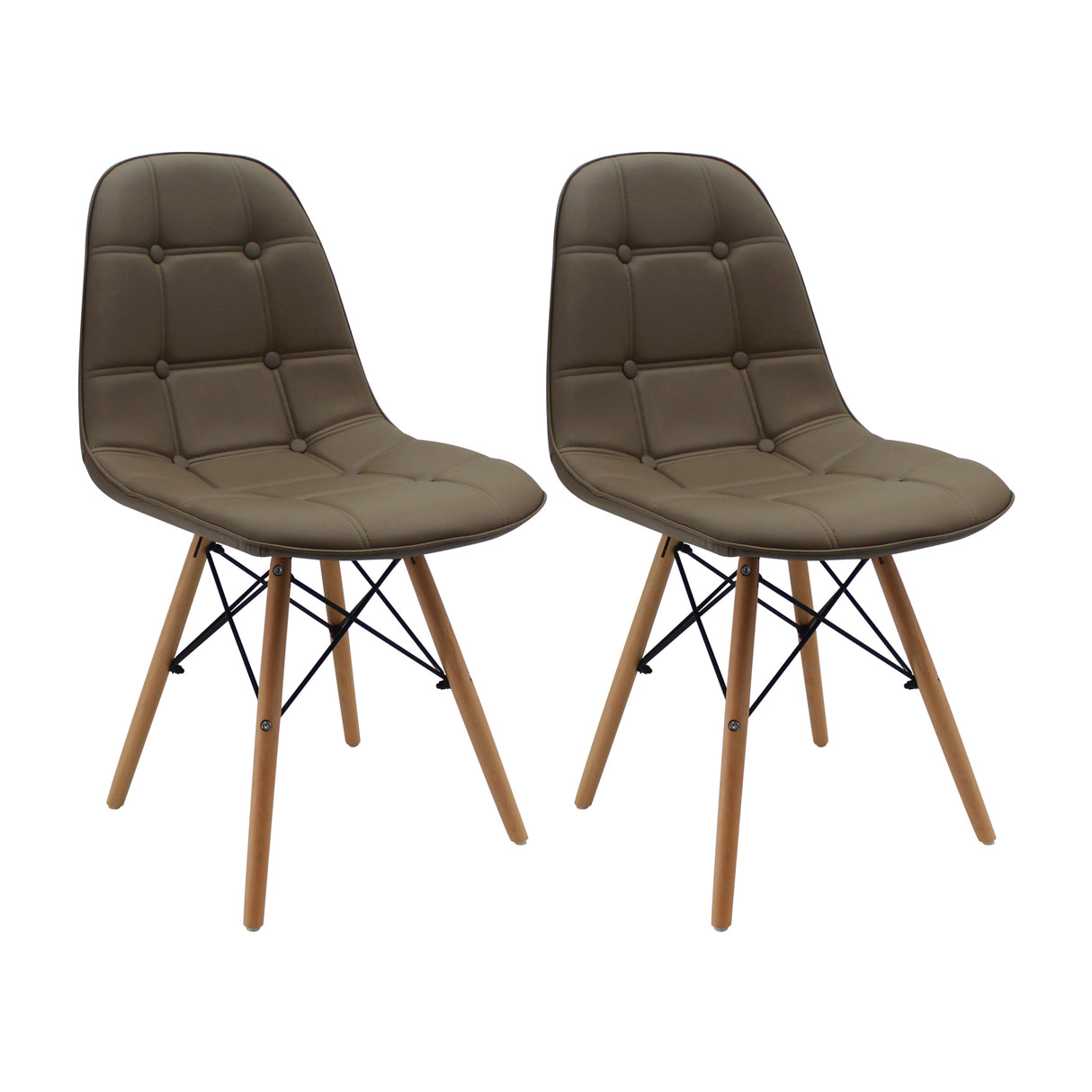 Kit x 2 Sillas Comedor DKR Botones Estilo 44 cm Beige - Sillas y Butacos | Bylmo