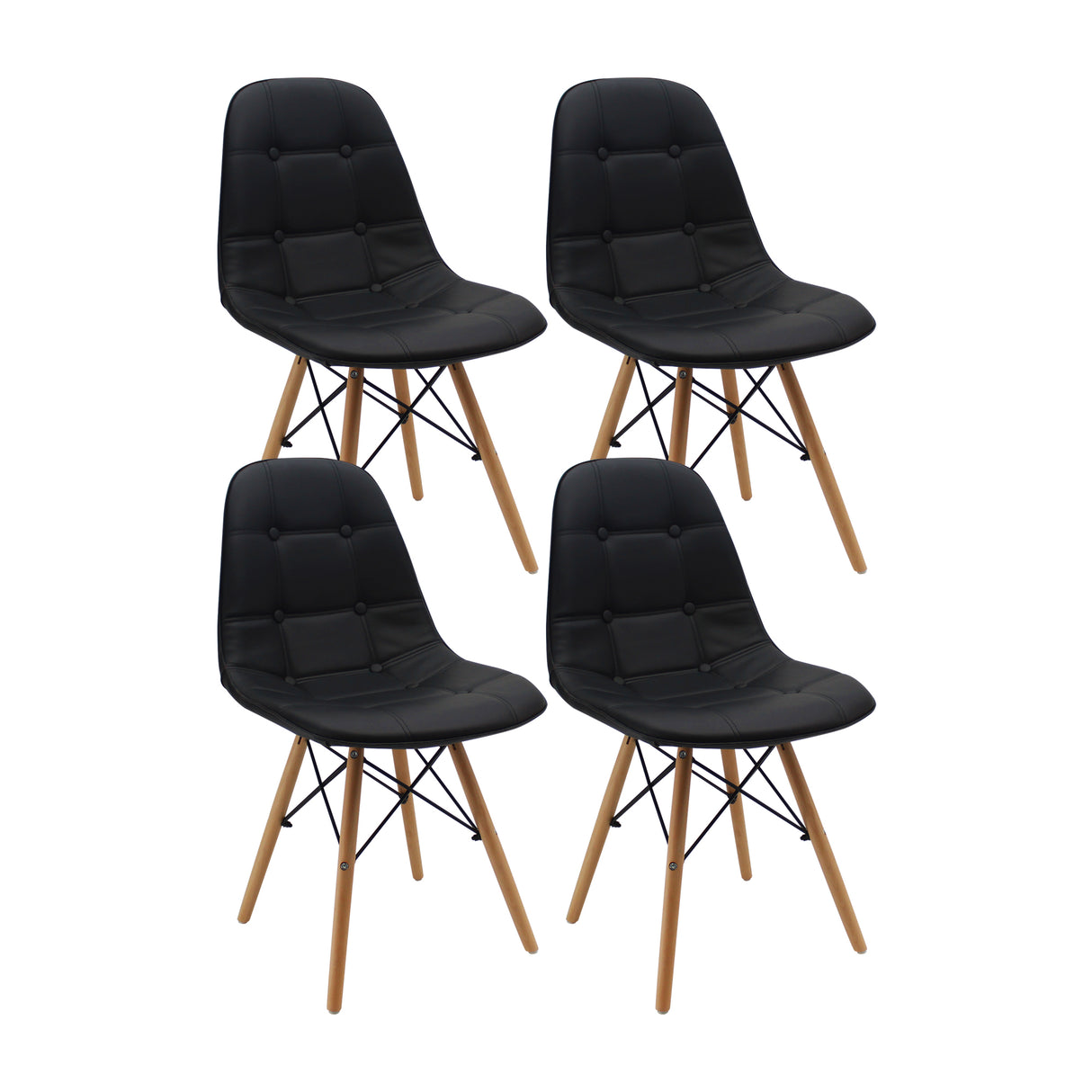 Kit x 4 Sillas Comedor DKR Botones Elegancia 44 cm Negro - Sillas y Butacos | Bylmo