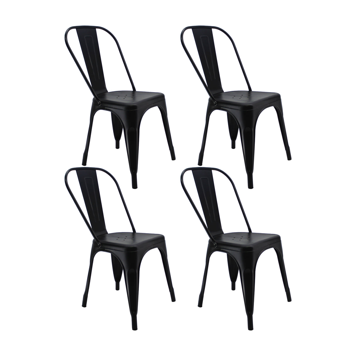 Kit X 4 Sillas De Comedor Tolix Titan Elegante 36 Cm Metal Negro - Sillas y Butacos | Bylmo