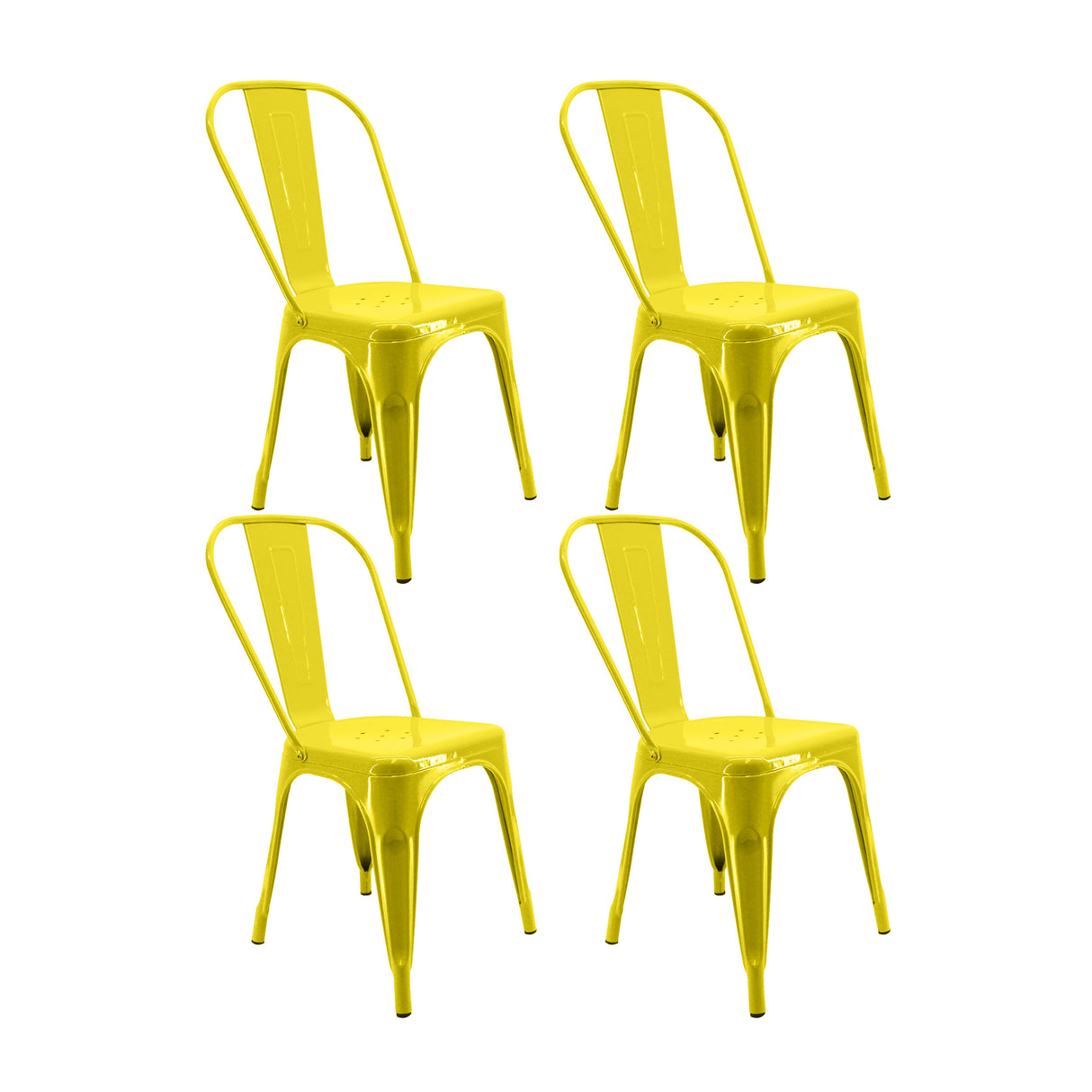 Kit x 4 Sillas de Comedor Tolix Titan Elegante 36 cm Amarillo Metal - Sillas y Butacos | Bylmo
