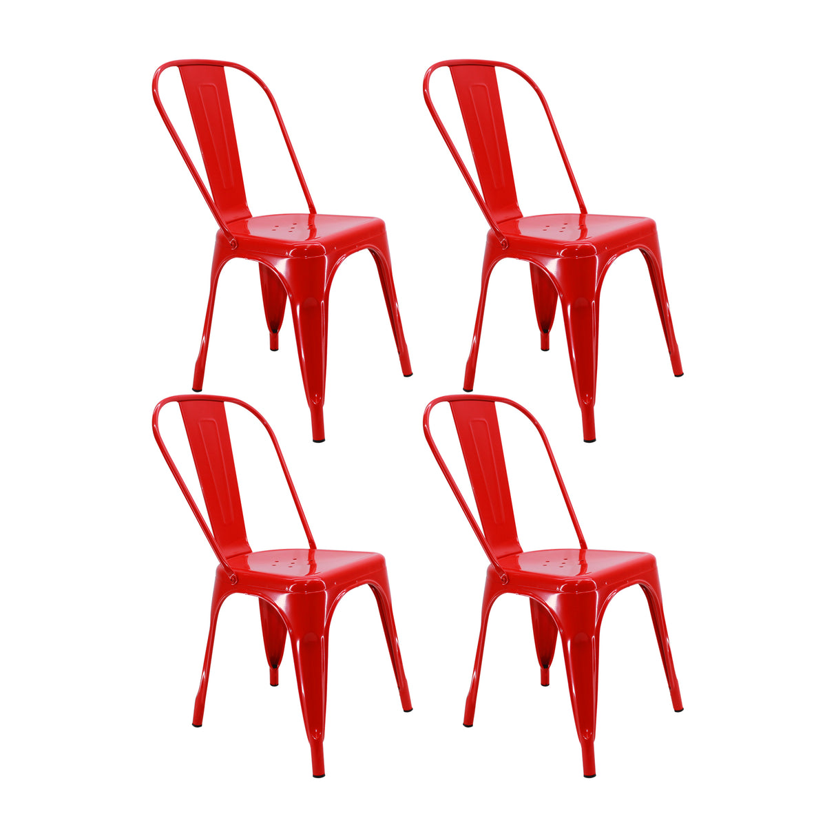 Kit X 4 Sillas De Comedor Tolix Titan Elegante 36 Cm Moderna En Rojo - Sillas y Butacos | Bylmo