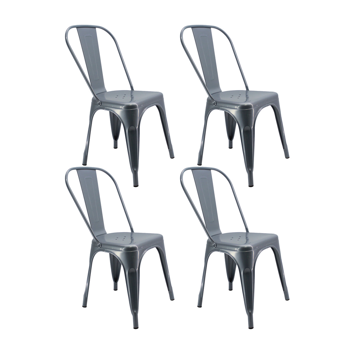 Kit x 4 Sillas de Comedor Tolix Titan Elegancia Durabilidad y Estilo Clásico en Gris Metal - Sillas y Butacos | Bylmo
