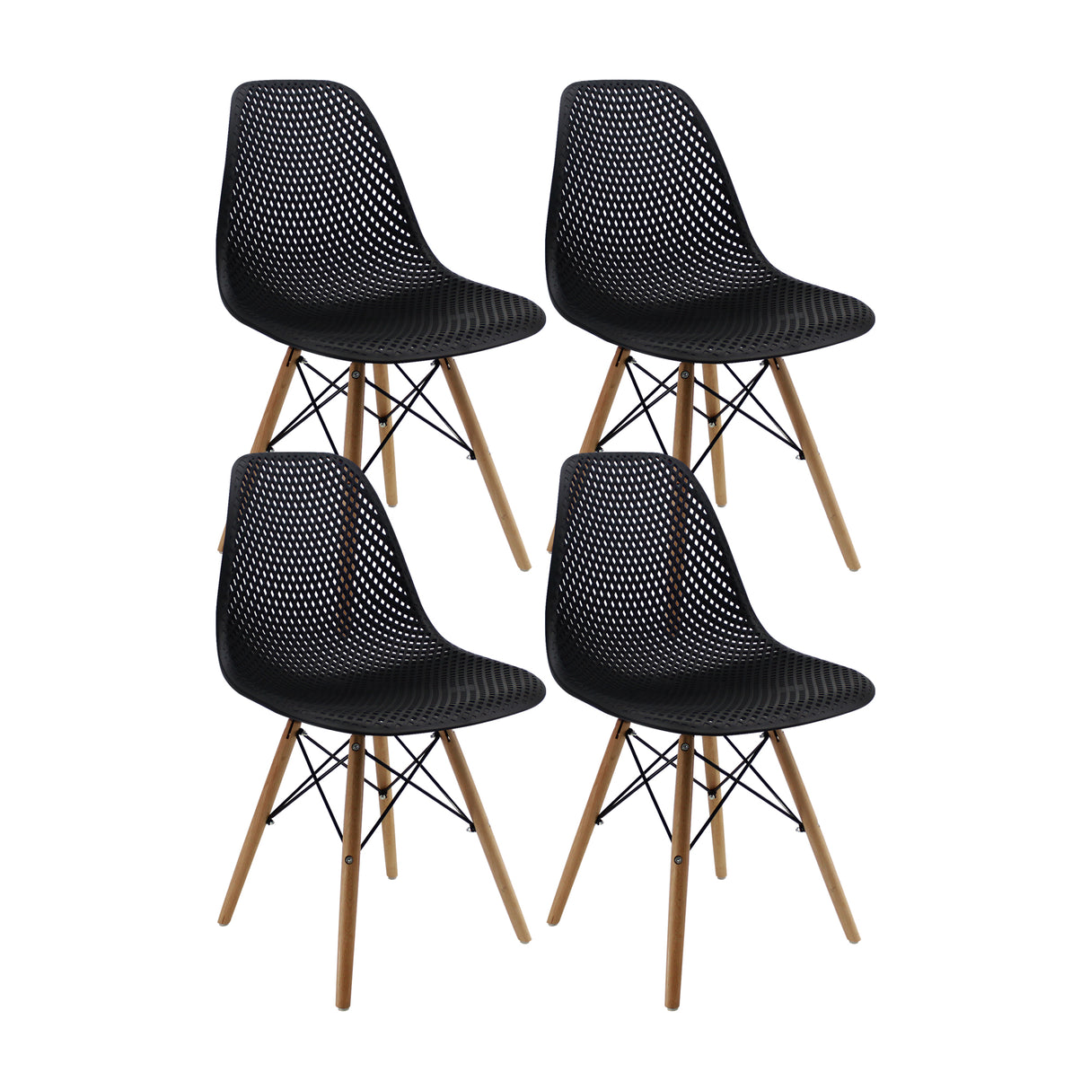 Kit x 4 Sillas Comedor Colmeia Negro Moderno Polipropileno 46.5 cm - Sillas y Butacos | Bylmo