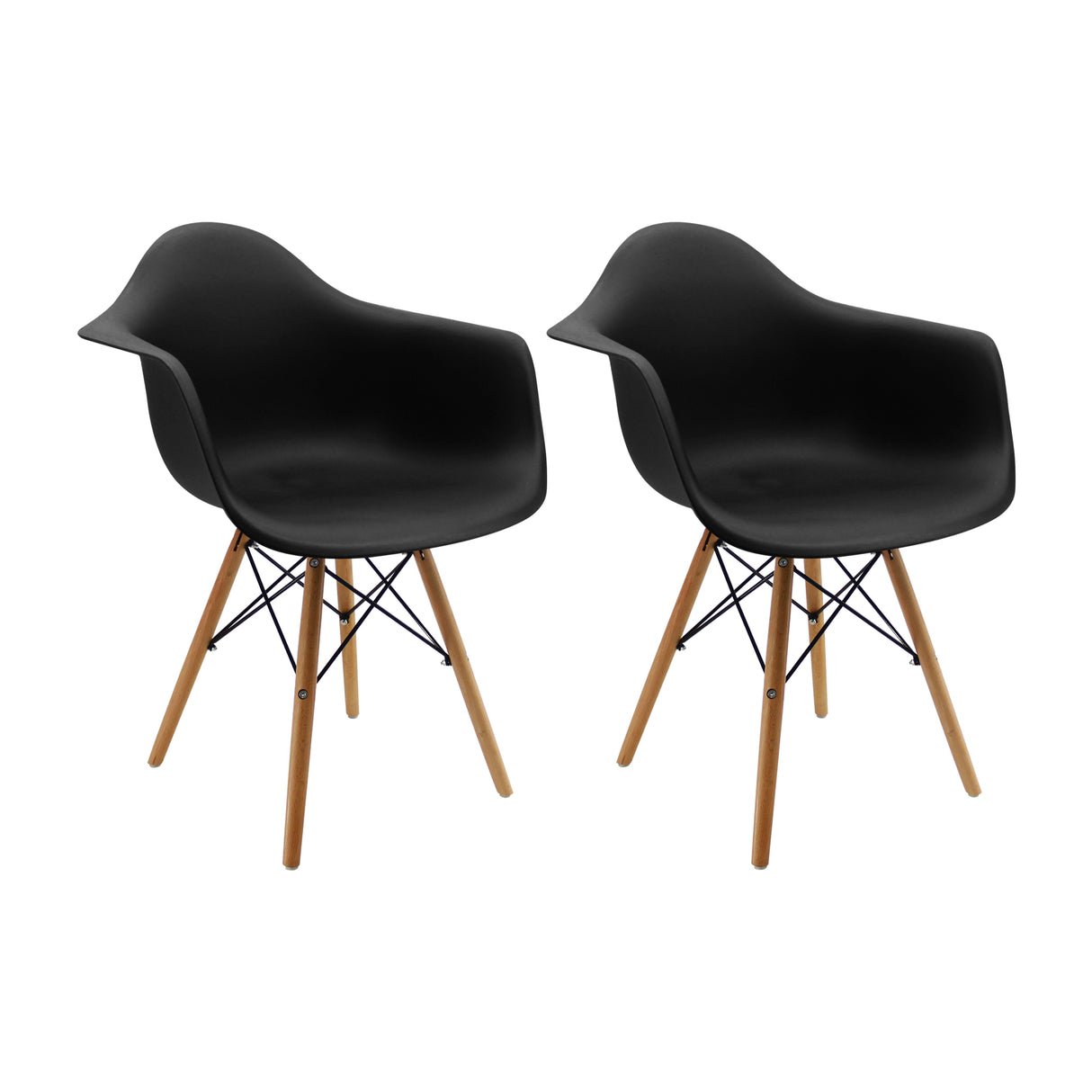 Kit x 2 Sillas Comedor DKR Eames Negra Moderna 62 cm - Sillas y Butacos | Bylmo
