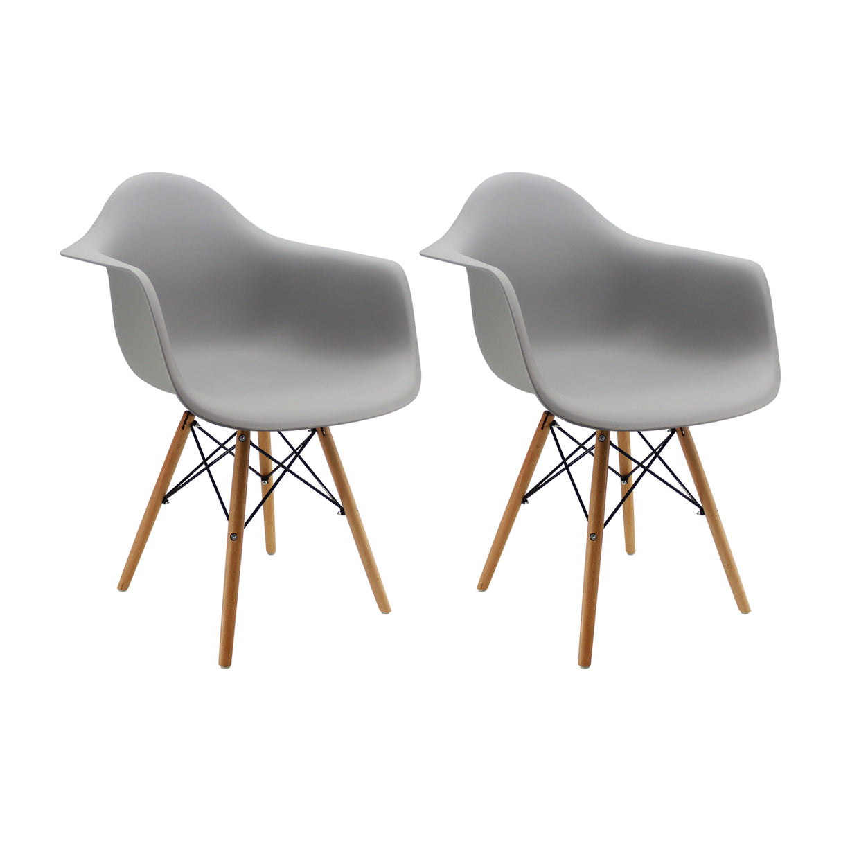 Kit x 2 Sillas Comedor DKR Eames Gris Moderno Polipropileno 62 cm - Sillas y Butacos | Bylmo