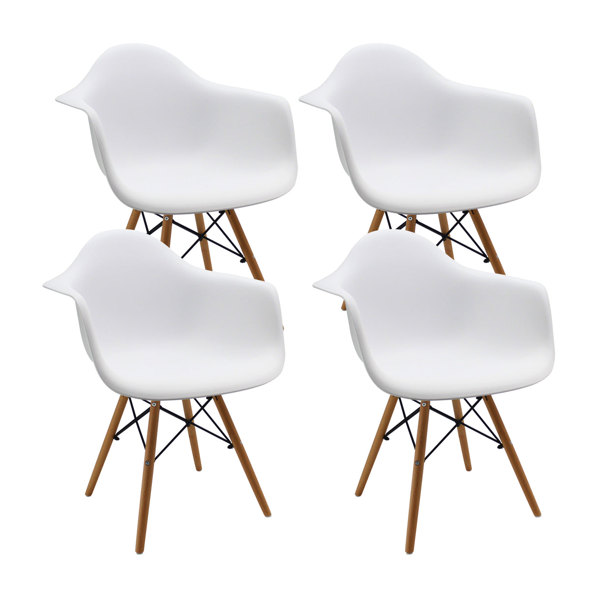 Kit x 4 Sillas Comedor DKR Eames Moderno Polipropileno Blanco 62 cm - Sillas y Butacos | Bylmo
