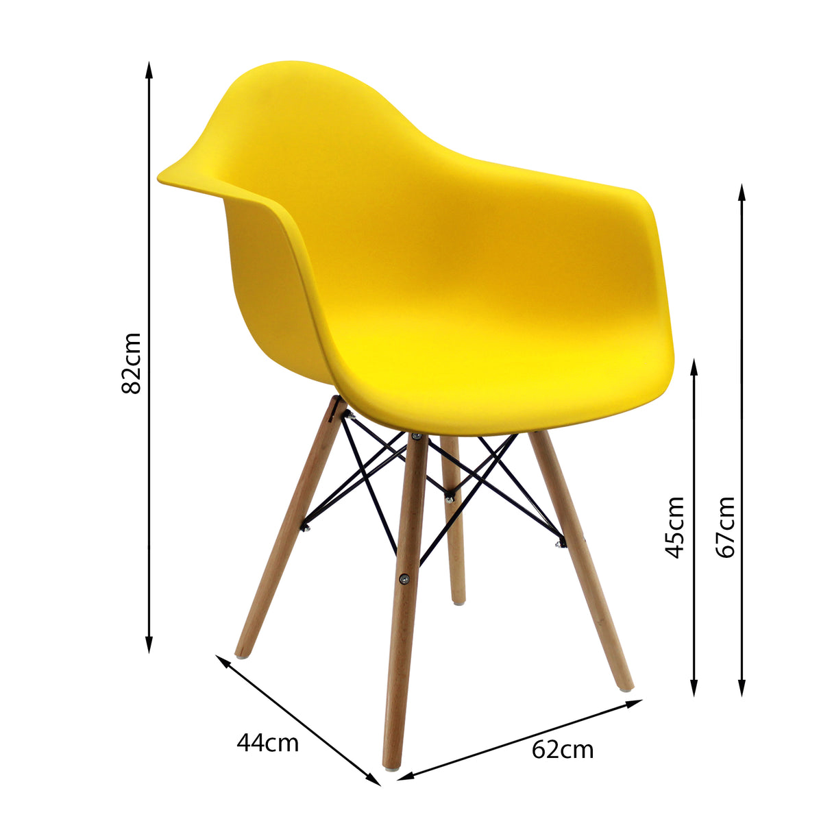 Kit x 4 Sillas Comedor DKR Eames Amarillo Confort 62 cm - Sillas y Butacos | Bylmo
