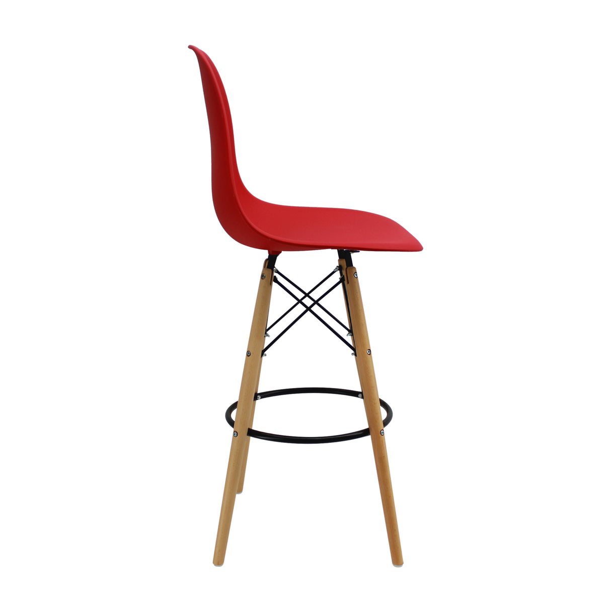 Silla Bar DKR Eames Rojo 56 cm Polipropileno Moderna. - Sillas y Butacos | Bylmo