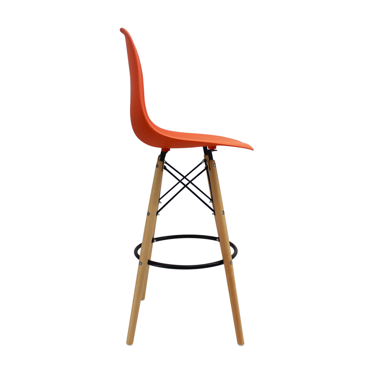 Silla Bar DKR Eames Naranja Polipropileno Moderno 56x106 cm - Sillas y Butacos | Bylmo
