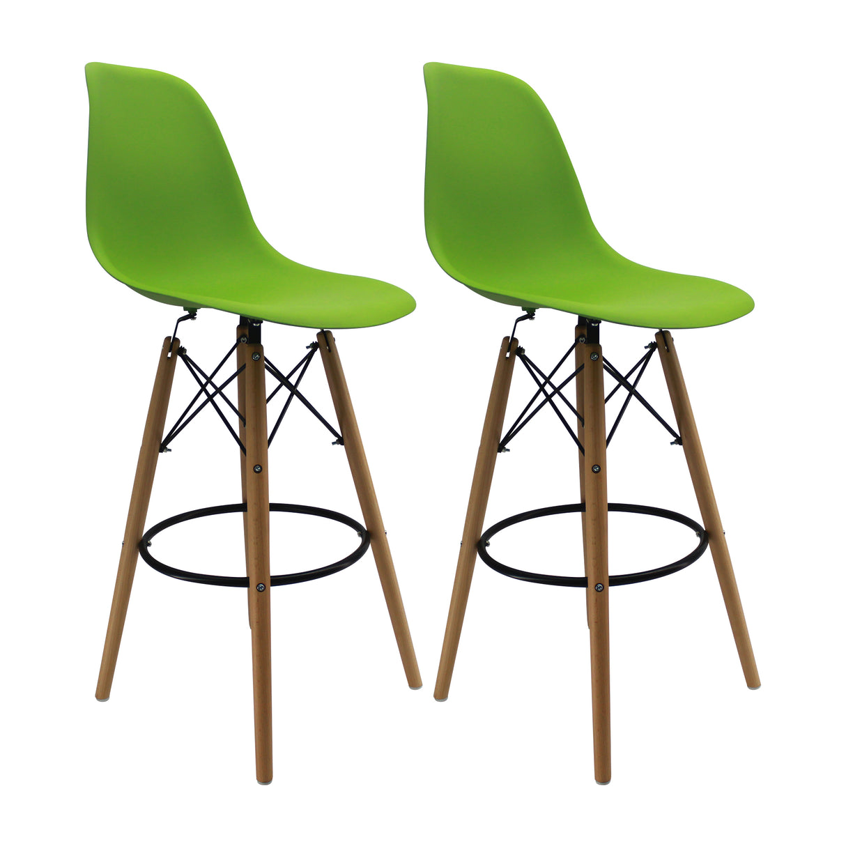 Set x 2 Sillas de Bar DKR Eames Verde 56x106cm Moderno - Sillas y Butacos | Bylmo