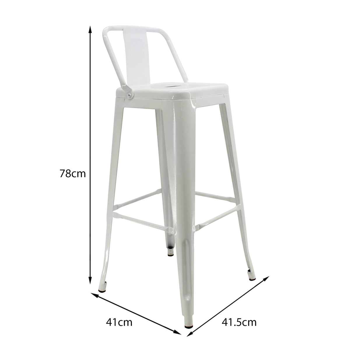 Silla Bar Titan Blanco Moderna Metal 41.5x78 cm Resistente - Sillas y Butacos | Bylmo