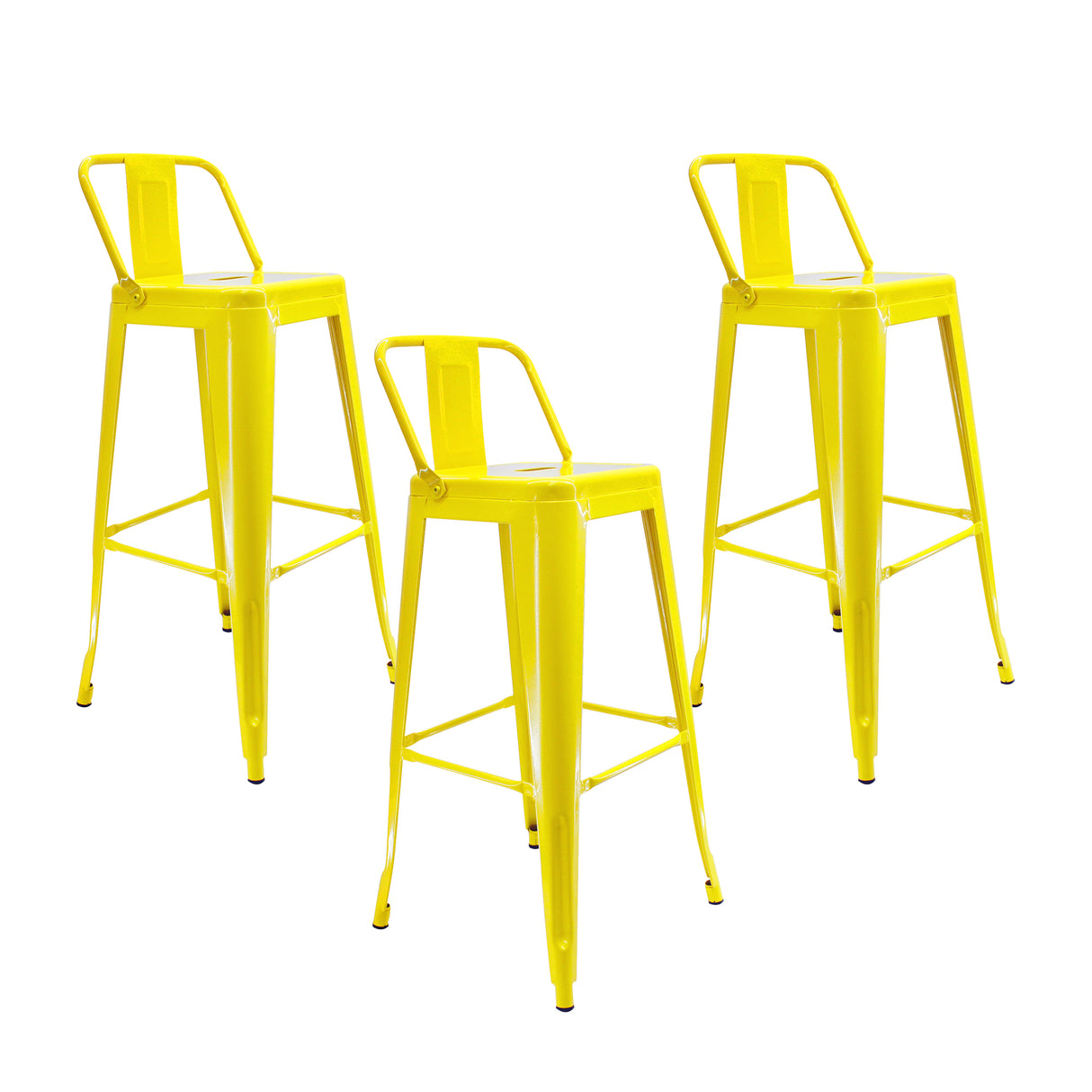 Set x 3 Sillas de Bar Amarilla Metal 41.5 cm Resistente - Sillas y Butacos | Bylmo