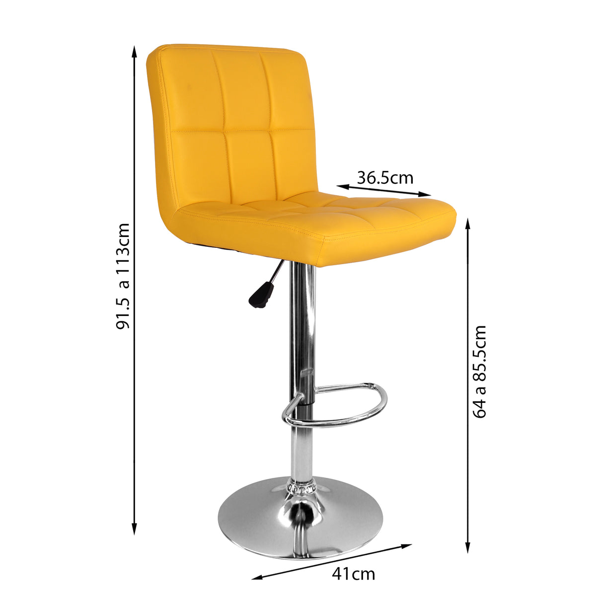 Set x 2 Sillas de Bar Confort Amarillo Altura Ajustable Giratoria - SILLAS Y BUTACOS | Bylmo