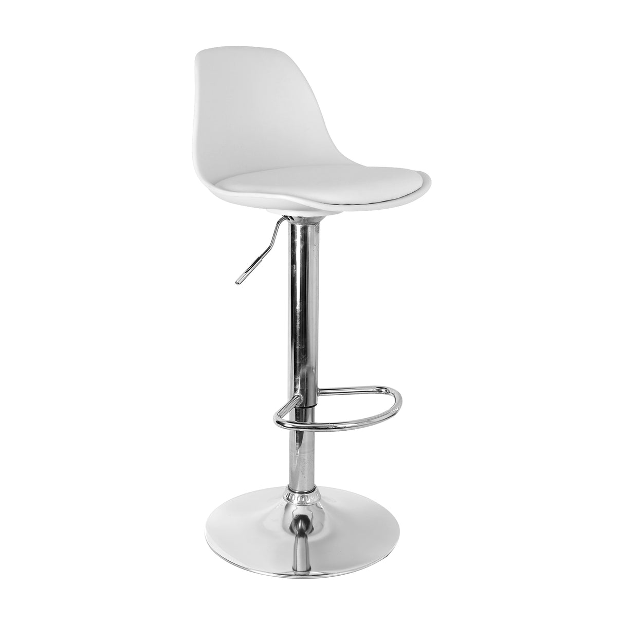 Set x 2 Sillas de Bar July Blancas Eco Cuero Cromadas Altura Ajustable - SILLAS Y BUTACOS | Bylmo